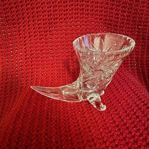 Crystal Pinwheel Design Cornucopia Vase